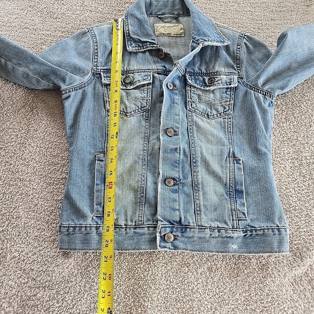 Aeropostale Denim Jacket Women's Small M Distressed Washed Crop Festival Y2K 90s - Picture 16 of 16